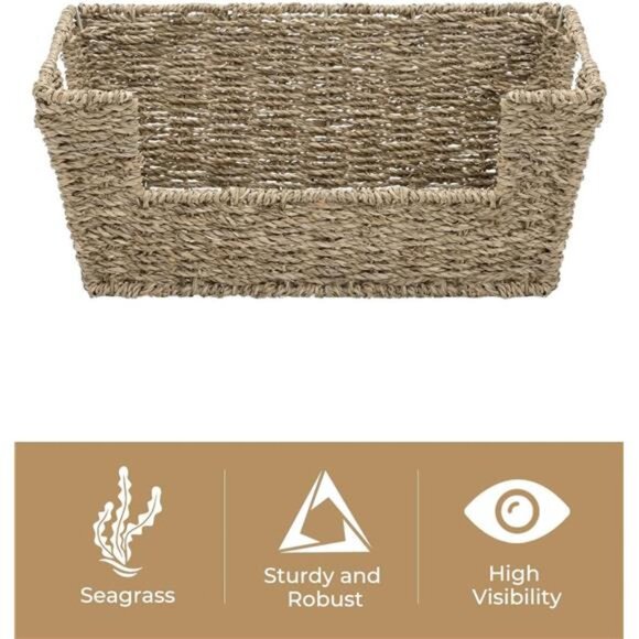 Seagrass Wicker Baskets for Storage, Pantry Baskets Organization and Storage - Picture 3 of 7
